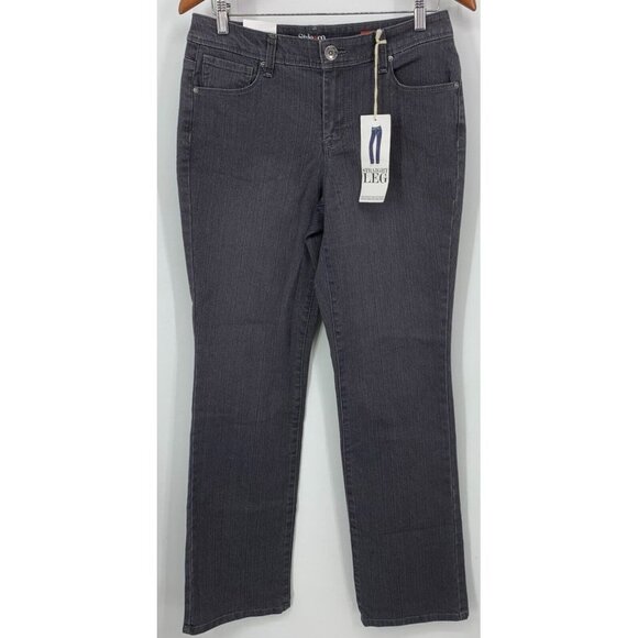 Style & Co Jeans Size 6 Grey Straight Leg Cool Stretch Denim Mid Rise Women New - Picture 1 of 8
